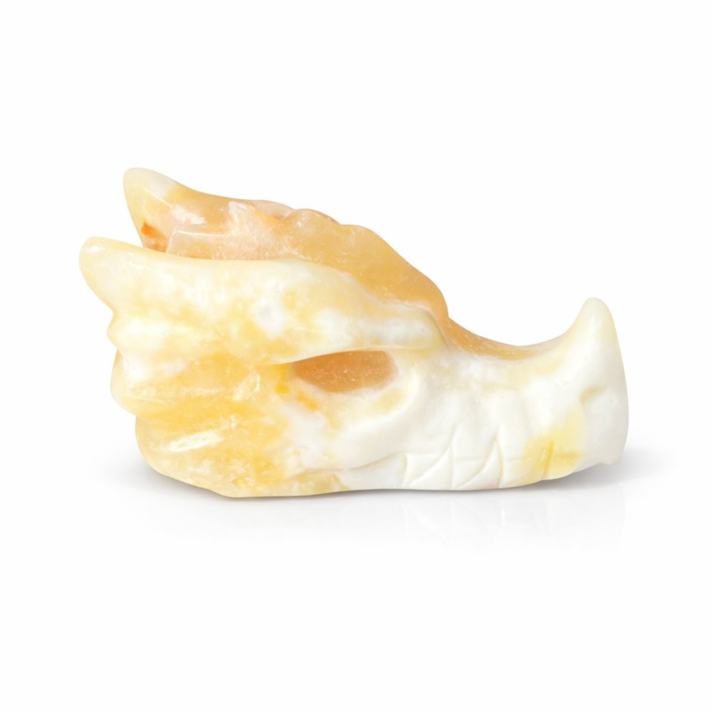 Orange & White Calcite Dragon Head Carving